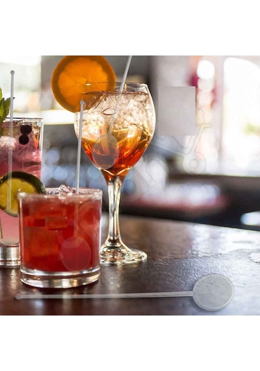 Plastik 100 Adet Kokteyl Karıştırıcı Şeffaf Yuvarlak Çubuk Kaşık