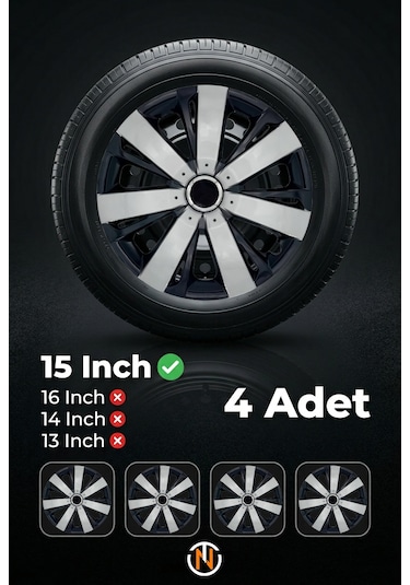 Renault R 9 Broadway 15 İnç Jant Kapağı Takım Siyah Gri C109