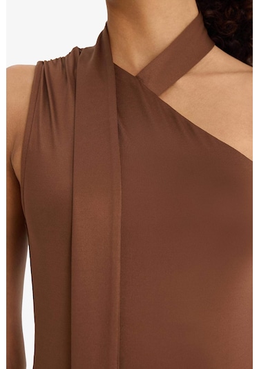 Defacto Tek Omuzlu Bağlama Detaylı Çıtçıtlı Body F9569ax25hsbn316 Kahve