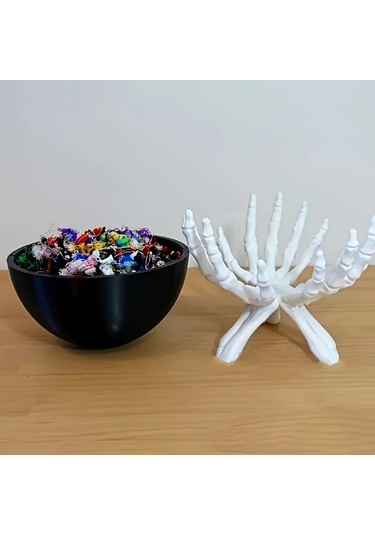 Gateesat Beyaz 3d Baskılı Kafatası Kase Tutucu - Dekor, Şekerlik Beyaz