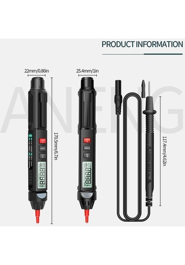 Besthome1 Aneng A3007 Kalem Multimetre: 6000 Sayım, Lcd, Ncv, Otomatik Kapanma, Voltaj, Akım, Direnç, Kapasitans, Diyot, Sürekl