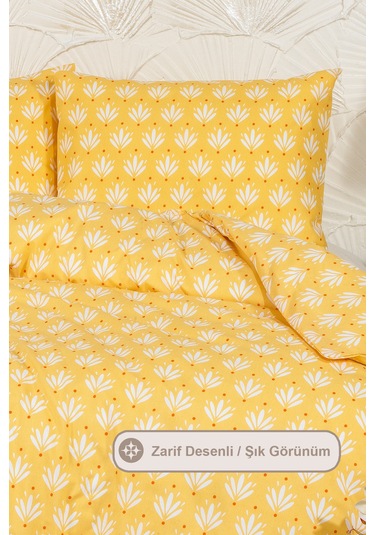 Elart Riva Nevresim Takımı Tek Kişilik Lastikli Çarşaf 160x220 Cm Sarı Sarı