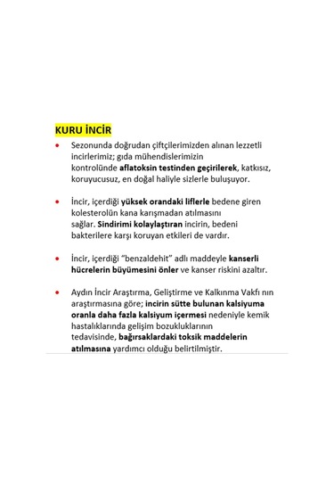 Tuğba Kuruyemiş Kuru İncir 1 KG