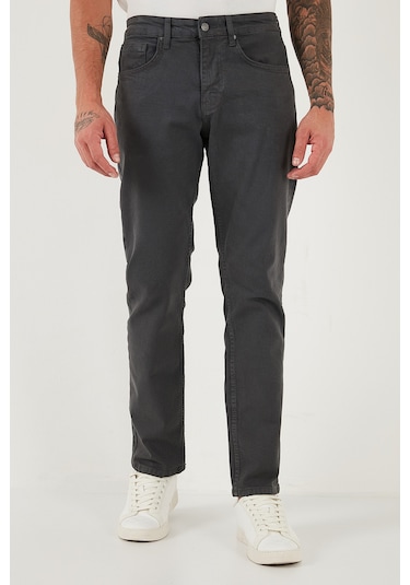 Buratti Pamuklu Comfort Fit Normal Bel Boru Paça Jeans Erkek Kot Pantolon 4412C19Texas Antrasit