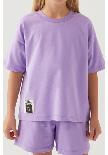Kız Çocuk Şort Takım Lila