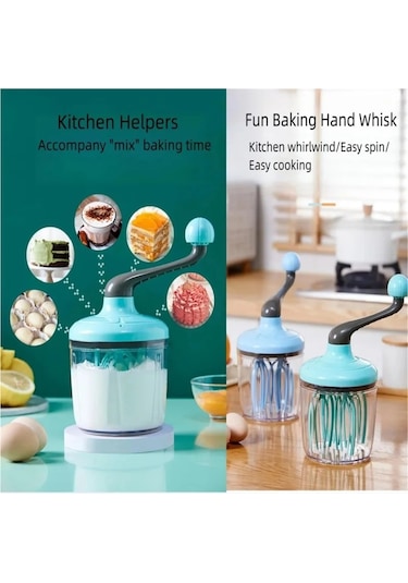 Jialan Yumurta Çırpıcı El Mikseri Yarı Otomatik Yumurta Çırpma Yeşil