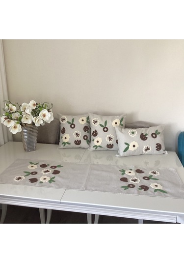 Punch İşlemeli Çiçek Desenli Dekoratif Kırlent Kılıfı Takım Karışık/Çok Renkli