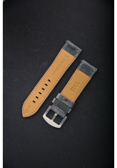 Hakiki Deri 24mm Akıllı Pimli Saat Kordonu Gri