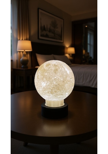 3d Ay Lamba Led Gece Lambası Dekoratif Ay Küre Işıklı Masa Lambası Gün Işığı