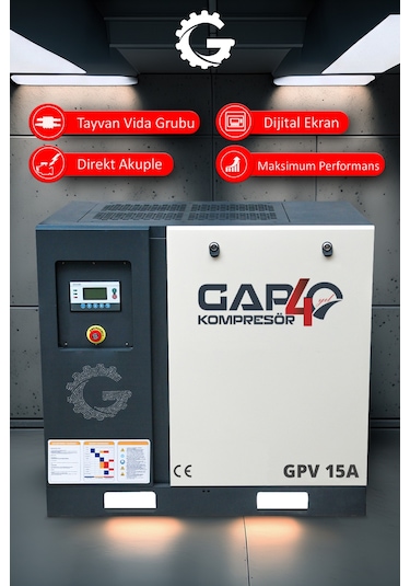 Gap Kompresör Vidalı Hava Kompresörü 15 HP Tek Makine GPV15a