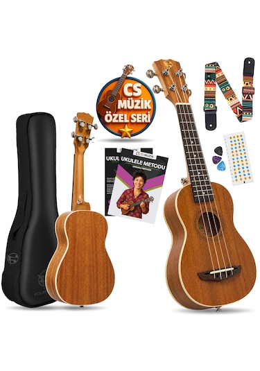 Fourtune Sydra Uks-21m Soprano Ukulele Maun Ağacı Profesyonel Ukulele Seti
