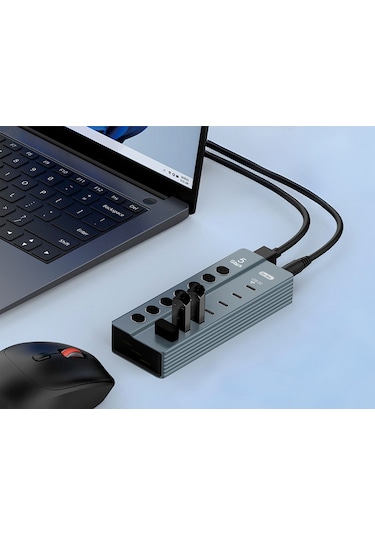 Go Des Gd-9212 7 İn 1 Çoklu Type-c Ve Usb Hub Çoğaltıcı Gri