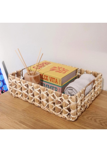 The Mia Hasır Dikdörtgen Sepet 35x25x10 Cm Spt0066