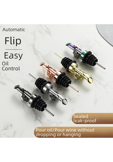 Youtek 304 Paslanmaz Çelik Otomatik Açılıp Kapanan Sızıntısız Yağ/wine/sos/sirke Fişi - Gül Rengi Çiçek Desenli Cam Şişe Tıkanırtı Diğer