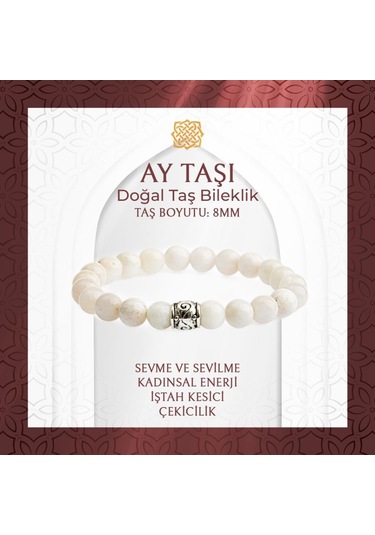 Saff Doğaltaş Ay Taşı 8 MM Doğal Taş Bileklik Çok Renkli