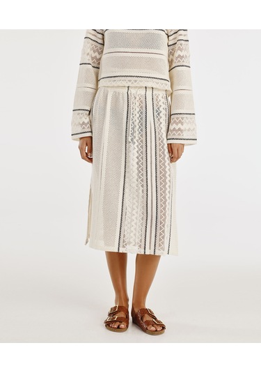 Yargıcı Dizaltı Yırtmaçlı Kalem Etek 25yket4020b 037 Ekru