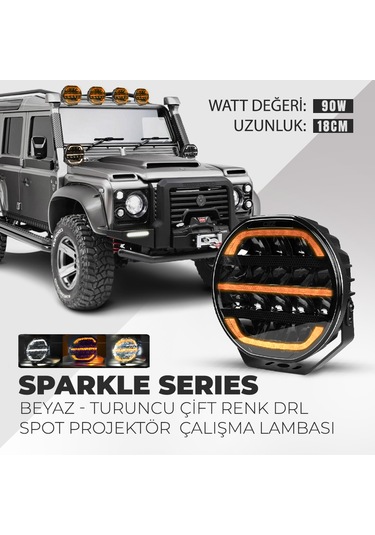Sparkle 7'' Beyaz Turuncu Led Spot Projektör Çalışma Lambası Tır