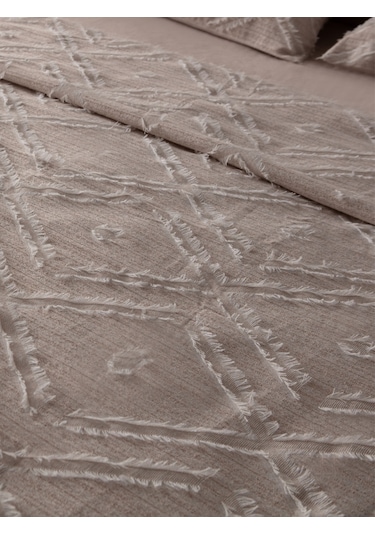 Anna Delux Çift Kişilik Çok Amaçlı Yatak Örtüsü Seti Gri Pamuk Nevresim Takımı Günlük 220x240 Bej
