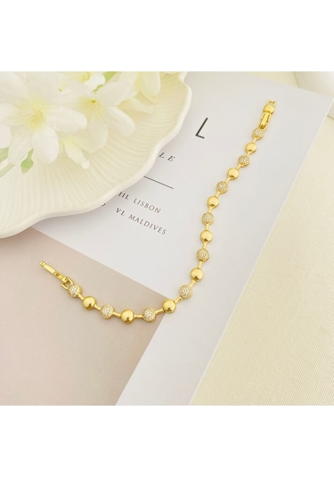 Su Yolu Bileklik Top Dorika Kadın Bileklik Kararmaz Xuping 14 Ayar Gold