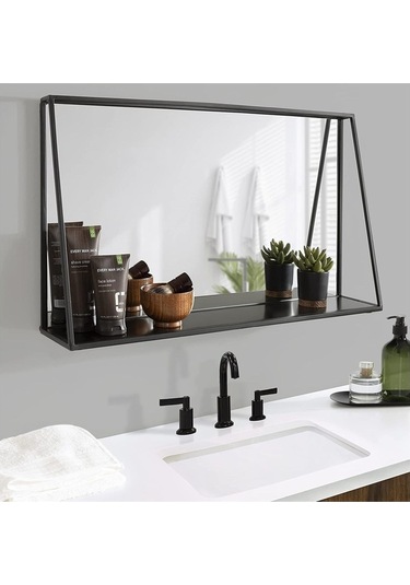 Metal Dekoratif Banyo Ve Lavabo Aynısı Siyah