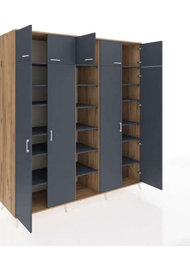 Kronos Dolap 18 Raflı 9 Kapaklı 220x59x243 Çam-antrasit/antrasit Antrasıt/antrasıt