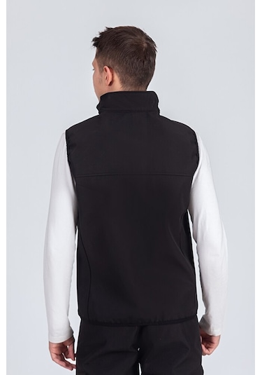 Vatan Tekstil Softshell Dik Yaka Erkek Yelek Siyah