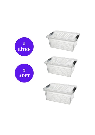 Kilitli Saklama Kutusu 3 Adet Oyuncak Kutusu Saklama Kabı 5 Lt 30x20x13 Beyaz