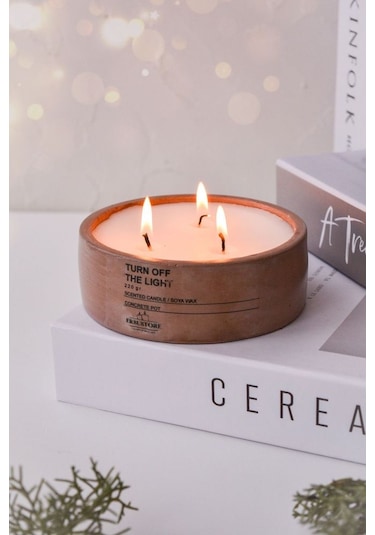 Ersu Store Büyük Boy Kokulu Mum, Beton Saksılı Dekoratif Vegan Mu