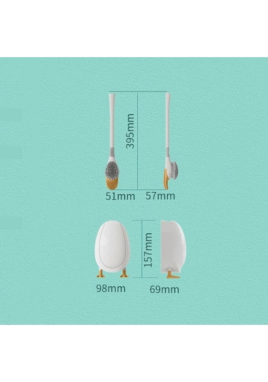 Mavi Silikon Banyo Tuvalet Fırçası Duvara Monte Fırça Esnek Derin Temiz Köşe Temizleme Fırçası Sevimli Ördek Tuvalet Fırçası