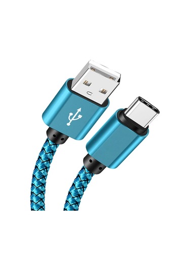 Nephy 3a Hızlı Şarj Örgülü Usb A Tip C Kablo Samsung Galaxy Uyumlu A10e A20 A50 A51 A71 S24 S23 S20 S10 Fe S9 S8mavi0.75 M