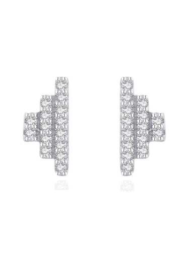 Brezza Lusso Jewelry Timeless Series Işıltılı Asimetri Kadın Gümüş Küpe Gümüş