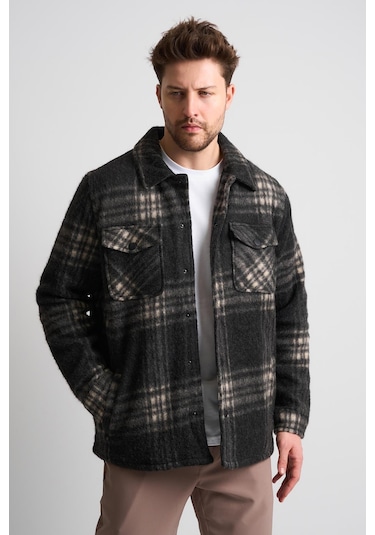 Alexandergardı Erkek Ekoseli Cep Detaylı Yünlü Ceket Ec-1005 Antrasit