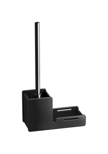 Tuvalet Fırçası Tutucu Duvara Monte Banyo Temizleme Fırçası Siyah Siyah