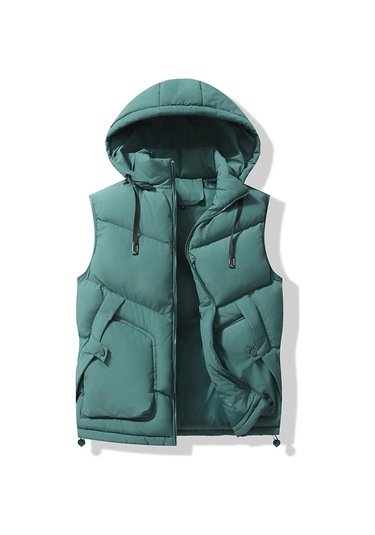 Yeni Erkek Kalın Dik Yaka Yelek Yeşil