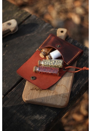 Hi Leather Kişiye İsme Özel Maia Kamp Outdoor Deri Baharatlık Ros Çok Renkli