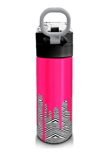 Coral High Kids Pembe Siyah Beyazdesenli Pipetli Ve Direkt İçim Çelik Termos 500 Ml 31878 Pembe - Siyah