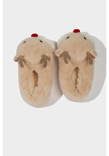 Defacto Kadın Yılbaşı Temalı Düz Taban Panduf A8388ax25wnbg26 Bej-bg26