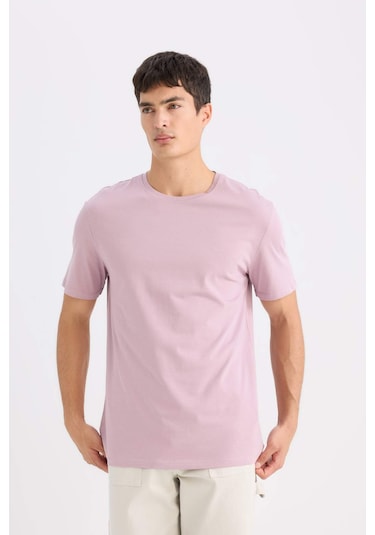 DeFacto New Regular Fit Bisiklet Yaka Basic Düz Kısa Kollu Tişört E1091AXNSBR147 Bordo
