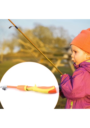 Maiyame Çocuklar İçin 1.3m Uzunlukta Teleskopik Balıkçılık Kamışı, Anti-kayma Kolu, Tüm Su Tiplerinde Kullanım, Turuncu Turuncu