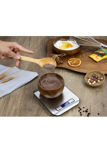 Zln2984 Inox Dijital Mutfak Tartısı 5 Kg Hassas Ölçüm Otomatik Kapanma Pil Dahil Gri - Inox