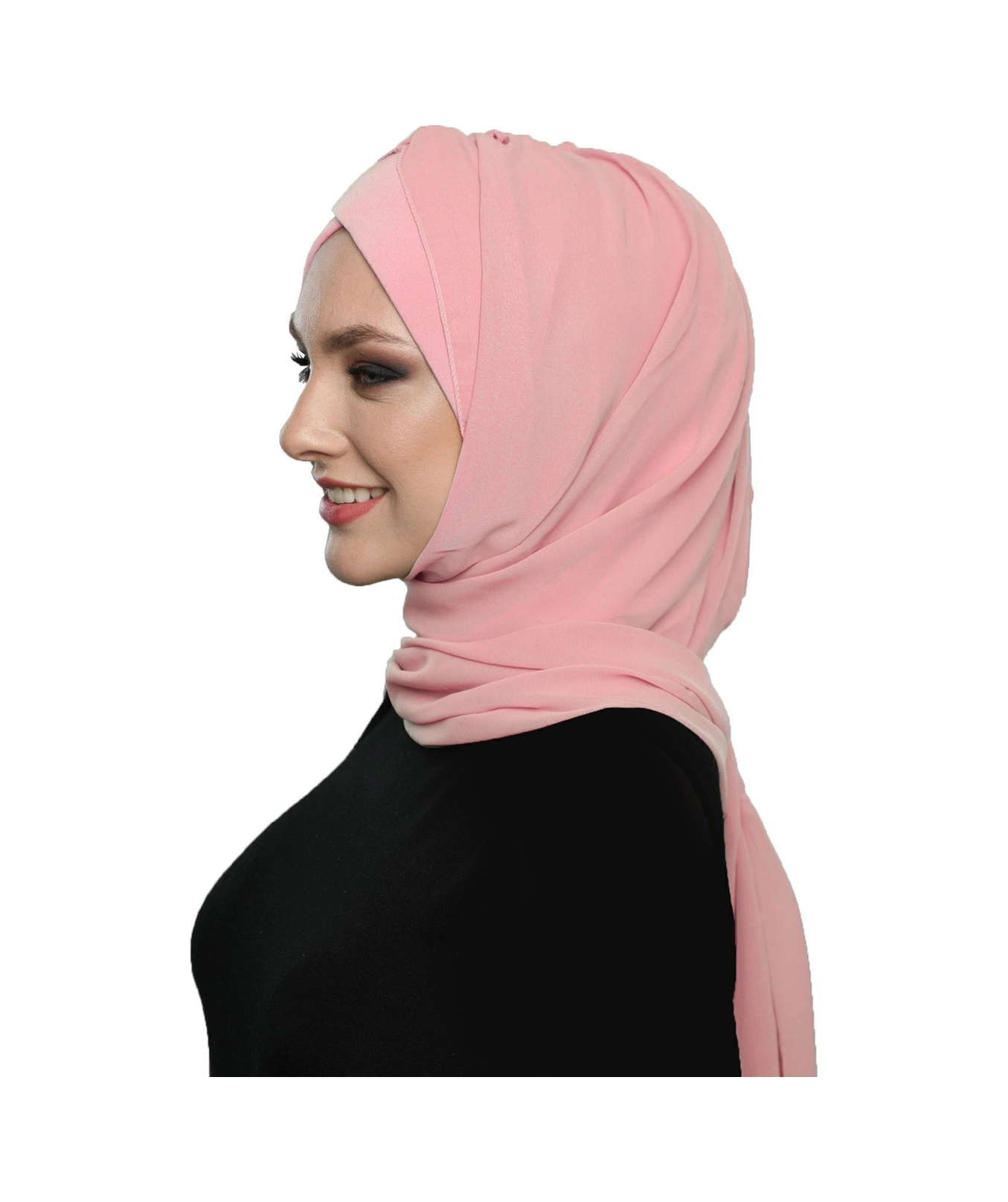 Şallı Takmatik Sade Pudra Hazır Türban Tesettür Bone Namaz Örtüsü Pudra