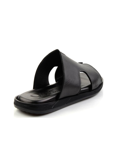 Siyah Hakiki Deri Erkek Terlik E04433111143 Siyah