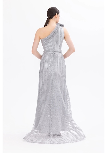 İlmio Bayan Abiye Elbise 3841042 Gri Gri