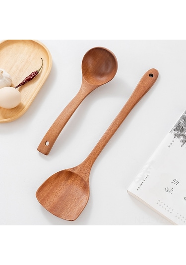 Yuntech01 Ev Kullanıma Uygun Ahşap Ocak Gereci Seti 4 Parça - Dayanıklı Gül Ağacı, Teflon Tava Uyumlu, Ergonomik Kucharka Ve Pişirme Araçları