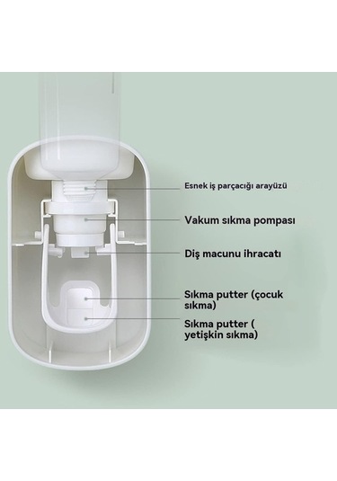 Ulzyvf Yetişkinler Tuvalet Sıkacağı Otomatik Monte Macunu Gri Eller Duvara Diş Dağıtıcı Çocuklar İçin Pratik Beyaz Banyo Aksesuarı Cg Beyaz