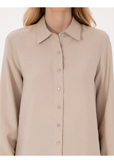 Pierre Cardin Kadın Vizon Gömlek Desenli 50318219-vr052 Vizon