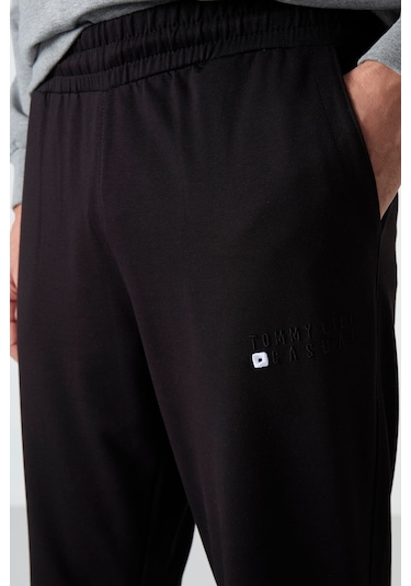 Tommy Life Gri Melanj - Siyah Casual O Yaka Lastik Paça Pamuklu Erkek Oversize Eşofman Takımı - 85120 Gri - Siyah