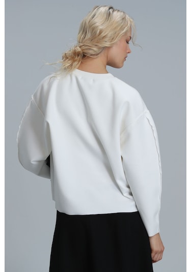 Lufian Selin Kadin Örme Sweatshirt Kirik Beyaz Kırık Beyaz 122030005100510 Kırık Beyaz