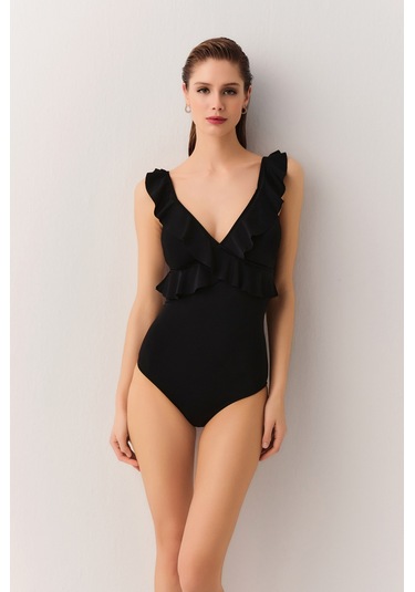 Suwen Fırfırlı Mayo Sbn25250012 Siyah