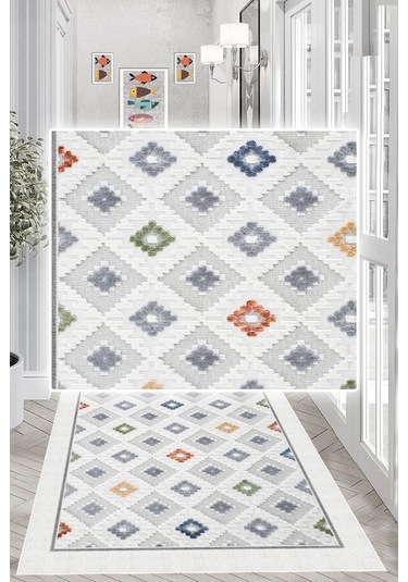 Dijital Baskılı Dekoratif Kaymaz Taban Yıkanabilir Kilim Yolluk Antre Hol Halısı Salon Halısı Çok Renkli